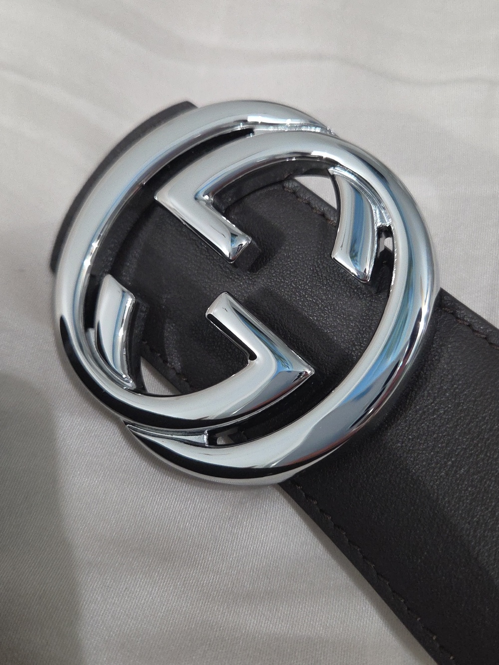 Gucci Green Red Reversible Belt with Silver Double G Buckle - Picture 5 of 16